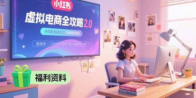 虚拟电商全攻略2.0，开店选品实操流程，账号定位、货源发布、笔记发布技巧-焱冰网创资源库