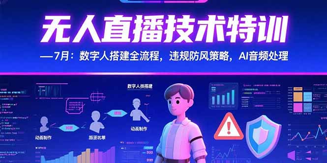 无人直播技术特训-7月:数字人搭建全流程,违规防风策略,AI音频处理-焱冰网创资源库