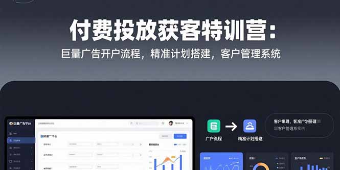 付费投放获客特训营:巨量广告开户流程,精准计划搭建,客户管理系统-焱冰网创资源库