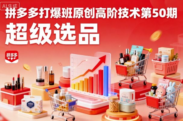 拼多多打爆班原创高阶技术第50期,超级选品-焱冰网创资源库