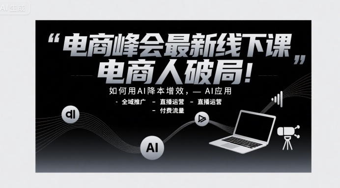 电商峰会最新线下课，电商人破局，如何用AI降本增效，AI应用-全域推广-直播运营-付费流量-焱冰网创资源库