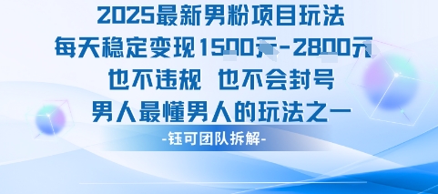 2025最新男粉项目玩法每天变现1k+也不违规也不会封号男人最懂男人的玩法-焱冰网创资源库