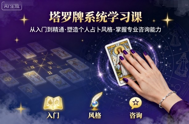 塔罗牌系统学习课，助你从入门到精通，塑造个人占卜风格，掌握专业咨询能力-焱冰网创资源库