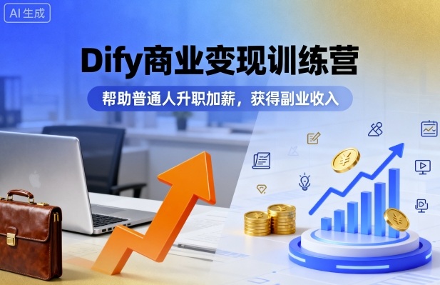 Dify商业变现训练营,帮助普通人升职加薪,获得副业收入-焱冰网创资源库