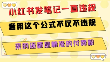 小红书发笔记一直违规，套用这个公式不仅不违规，来的还都是精准的付费粉-焱冰网创资源库