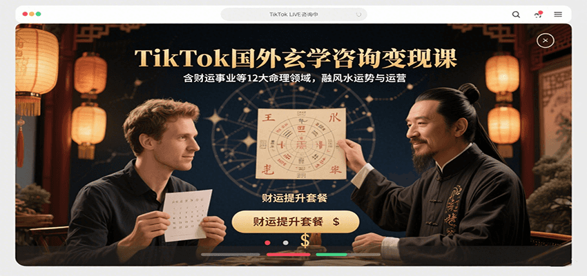 TikTok国外玄学咨询变现课，含财运事业等12大命理领域，融风水运势与运营-焱冰网创资源库