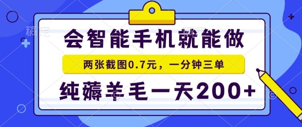 2025年零撸手机项目,二十秒一单,纯薅羊毛,一天200+做就有【揭秘】-焱冰网创资源库