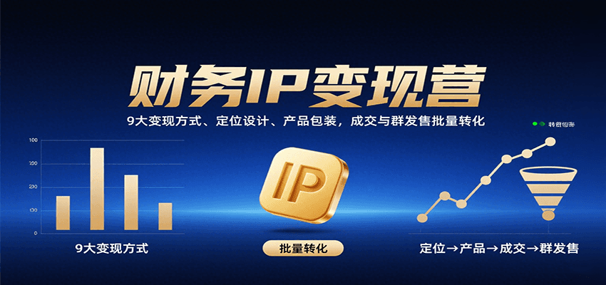 财务IP变现营：9大变现方式、定位设计、产品包装，成交与群发售批量转化-焱冰网创资源库