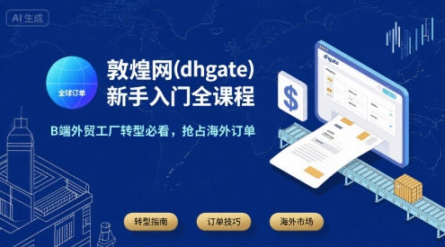 敦煌网(dhgate)新手入门全课程,B端外贸工厂转型必看,抢占海外订单-焱冰网创资源库