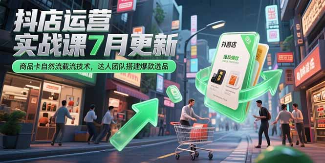 抖店运营实战课7月更新，商品卡自然流截流技术，达人团队搭建爆款选品-焱冰网创资源库