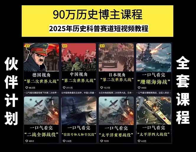 图片[1]-短视频历史赛道实战教程，手机电脑双端剪辑教程和账号运营指南与变现技巧-焱冰网创资源库