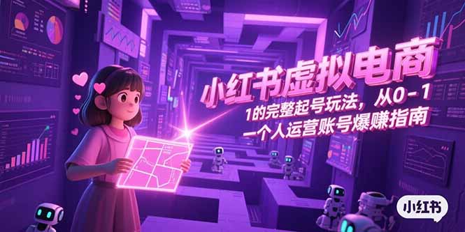 小红书虚拟电商，从0-1的完整起号玩法，一个人运营账号爆赚指南-焱冰网创资源库