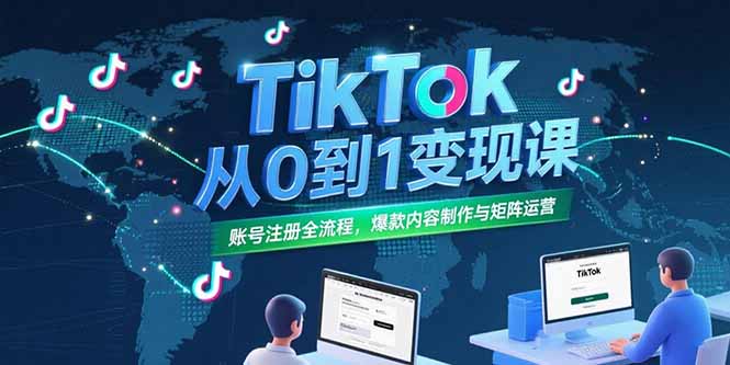 TikTok从0到1变现课,账号注册全流程,爆款内容制作与矩阵运营-焱冰网创资源库