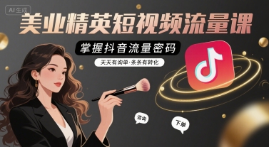 美业精英短视频流量课，掌握抖音流量密码，天天有询单，条条有转化-焱冰网创资源库