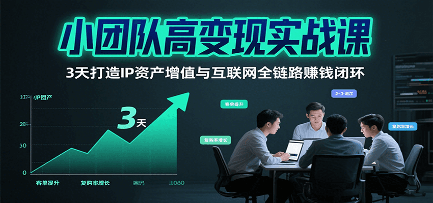 小团队高变现实战课,3天打造IP资产增值与互联网全链路赚钱闭环(第二期)-焱冰网创资源库