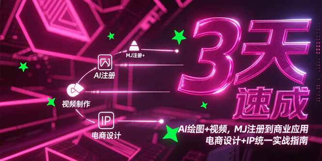 3天速成AI绘图+视频,MJ注册到商业应用,电商设计+IP统一实战指南-焱冰网创资源库