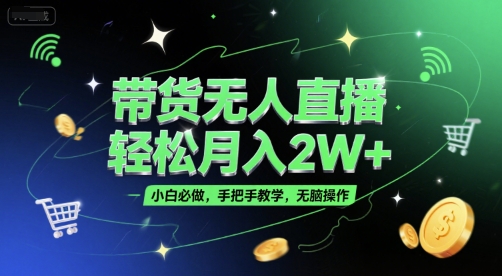 带货无人直播,轻松月入2W+,小白必做,手把手教学,无脑操作(附学习资料)-焱冰网创资源库