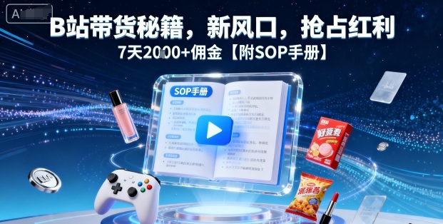 B站带货秘籍,新风口,抢占红利,7天2k+佣金【附SOP手册】-焱冰网创资源库