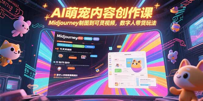 AI萌宠内容创作课,Midjourney制图到可灵视频,数字人带货玩法-焱冰网创资源库