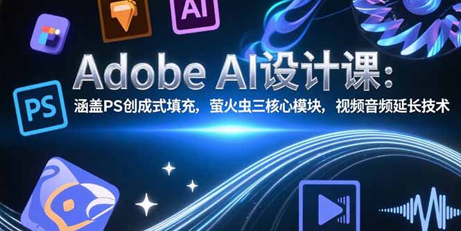 Adobe AI设计课:涵盖PS创成式填充,萤火虫三核心模块,视频音频延长技术-焱冰网创资源库