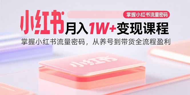小红书月入1W+变现课程：掌握小红书流量密码，从养号到带货全流程盈利-焱冰网创资源库