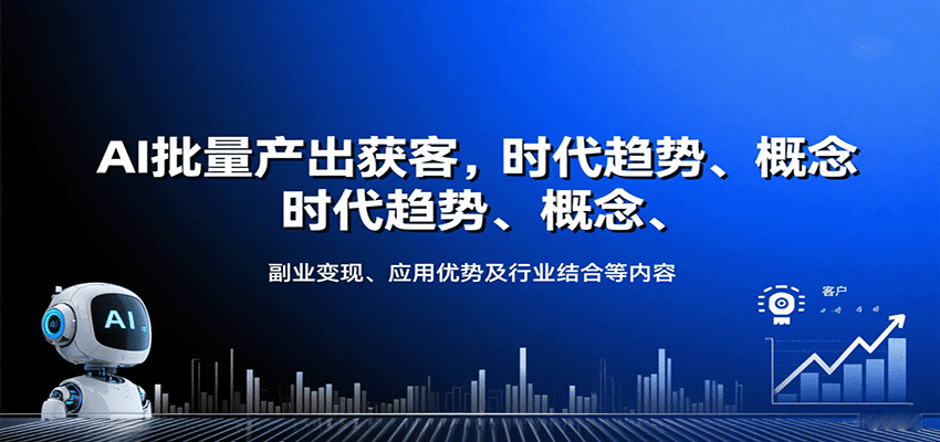 AI批量产出获客,时代趋势、概念、副业变现、应用优势及行业结合等内容-焱冰网创资源库