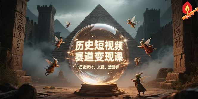历史短视频赛道变现课，百集素材库应用，文案剪辑技巧，账号运营全案-焱冰网创资源库