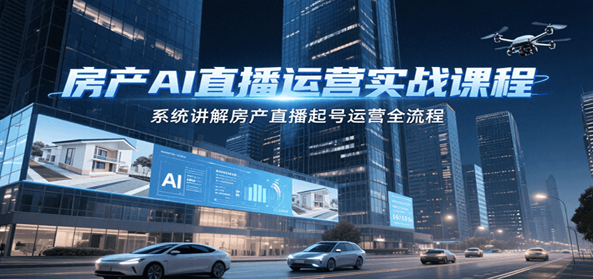 房产AI直播运营实战课程,系统讲解房产直播起号运营全流程-焱冰网创资源库