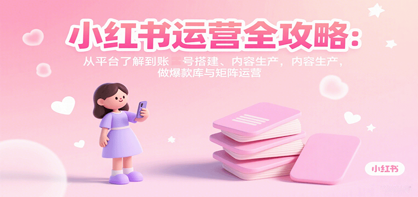 小红书运营全攻略:从平台了解到账号搭建、内容生产,做爆款库与矩阵运营-焱冰网创资源库