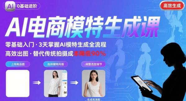 AI模特进阶课程,0基础高效生成逼真电商模特图-焱冰网创资源库