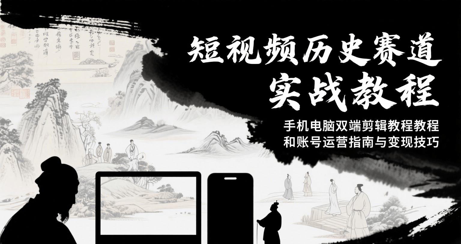 短视频历史赛道实战教程，手机电脑双端剪辑教程和账号运营指南与变现技巧-焱冰网创资源库