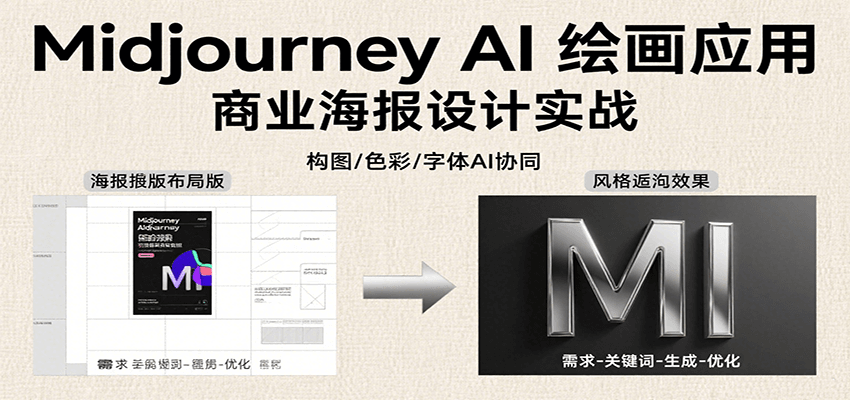 Midjourney AI绘画应用,关键词指令解析、漫画头像制作、海报设计、3D人物生成等-焱冰网创资源库
