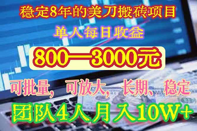稳定8年的美刀搬砖项目,单人每日收益800—3000.团队4人月入10W+.可线下-焱冰网创资源库