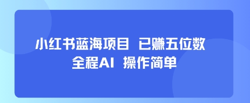 小红书蓝海项目，全程AI，操作简单，已挣五位数-焱冰网创资源库