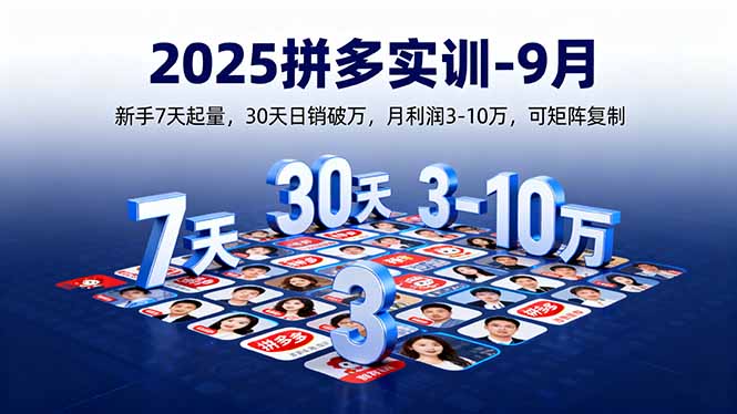 2025拼多多实训-9月:新手7天起量,30天日销破万,月利润3-10万,可矩阵复制-焱冰网创资源库