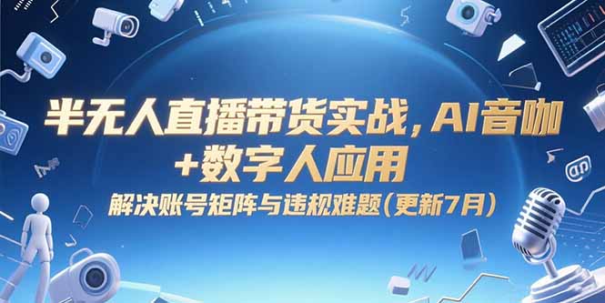 半无人直播带货实战，AI音咖+数字人应用 解决账号矩阵与违规难题(更新7月-焱冰网创资源库