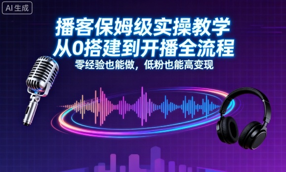 播客保姆级实操教学,从0搭建到开播全流程,零经验也能做,低粉也能高变现-焱冰网创资源库