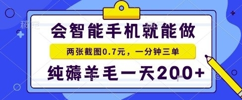 手机项目,二十秒一单,纯薅羊毛一天2张+做就有【揭秘】-焱冰网创资源库