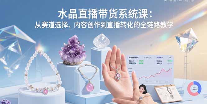 水晶直播带货系统课:从赛道选择、内容创作到直播转化的全链路教学-焱冰网创资源库