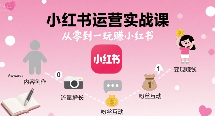 小红书运营实战课，从零到一玩賺小红书-焱冰网创资源库