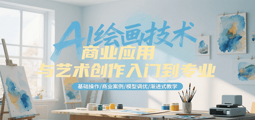 AI绘画技术商业应用与艺术创作入门到专业，基础操作/商业案例/模型调优/渐进式教学-焱冰网创资源库