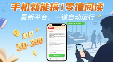 手机就能搞！零撸阅读挂G，最新平台，一键自动运行，随时随地挣，单日50-3张+【揭秘】-焱冰网创资源库