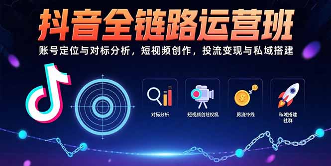 抖音全链路运营班:账号定位与对标分析,短视频创作,投流变现与私域搭建-焱冰网创资源库