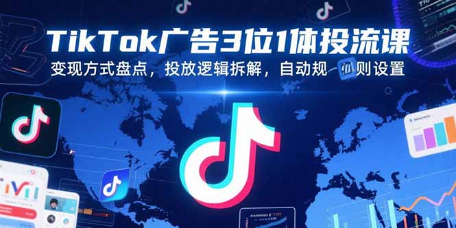 TikTok广告3位1体投流课，变现方式盘点，投放逻辑拆解，自动规则设置-焱冰网创资源库