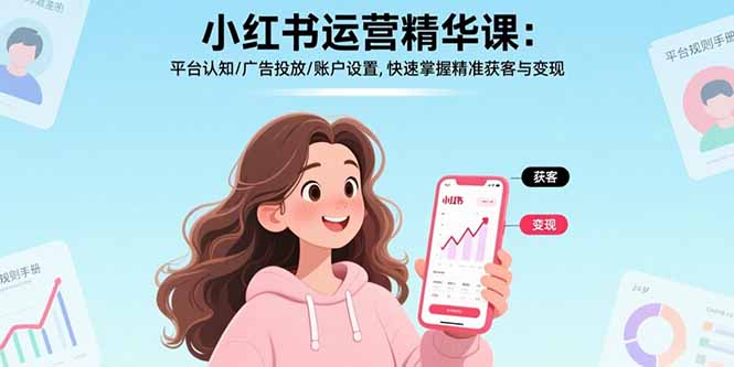 小红书运营精华课:平台认知/广告投放/账户设置,快速掌握精准获客与变现-焱冰网创资源库