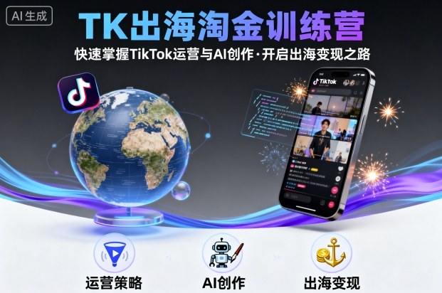 TK出海淘金训练营，助你快速掌握TikTok运营与AI创作，开启出海变现之路-焱冰网创资源库