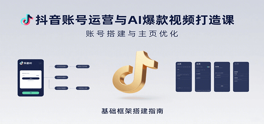 抖音账号运营与AI爆款视频打造课:含账号搭建、运营及多种AI特效视频制作方法-焱冰网创资源库