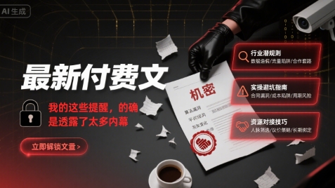 最新付费文：我的这些提醒，的确是透露了太多内幕-焱冰网创资源库