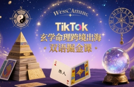 TikTok玄学命理跨境出海双语掘金课,手把手教你用命理知识精准直击海外用户痛点-焱冰网创资源库
