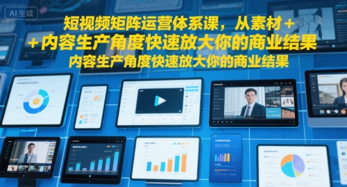 短视频矩阵运营体系课，从素材+内容生产角度快速放大你的商业结果-焱冰网创资源库